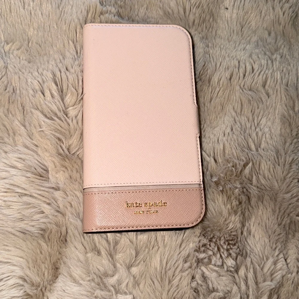 Kate Spade Light pink and Tan Wallet phone case for iPhone 13 Pro Max!! - Picture 1 of 6